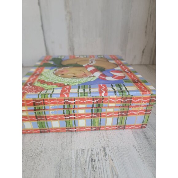 Gingerbread candy cane box plaid cardboard‎ Xmas decor - Picture 4 of 7